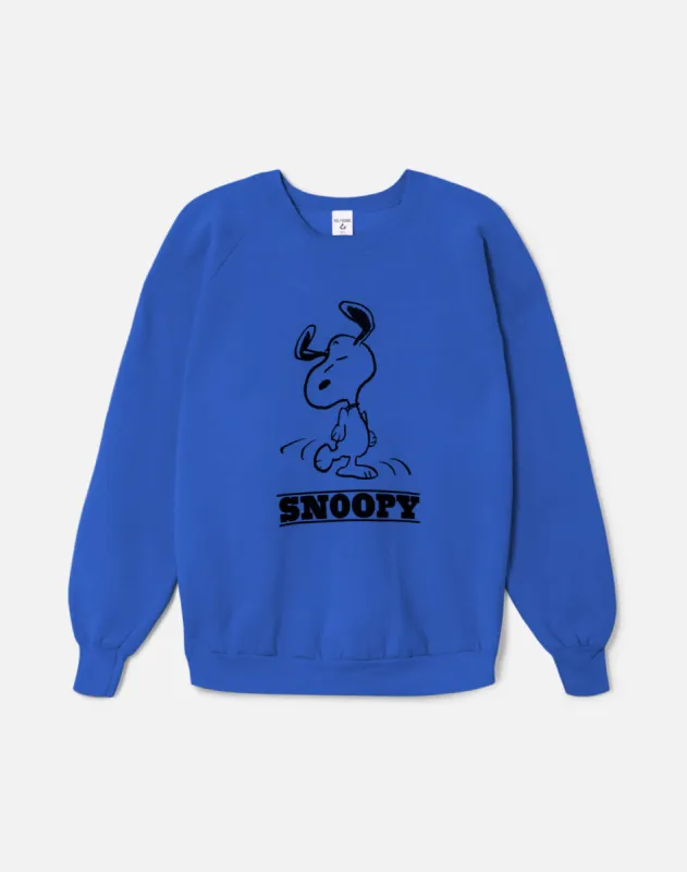 Upcycled "Snoopy Dancing" Sweatshirt in Royal Blue - 11229730 sold by Re/Done