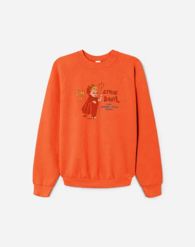 Upcycled "Little Devil" Sweatshirt in Orange - 11229785 sold by Re/Done
