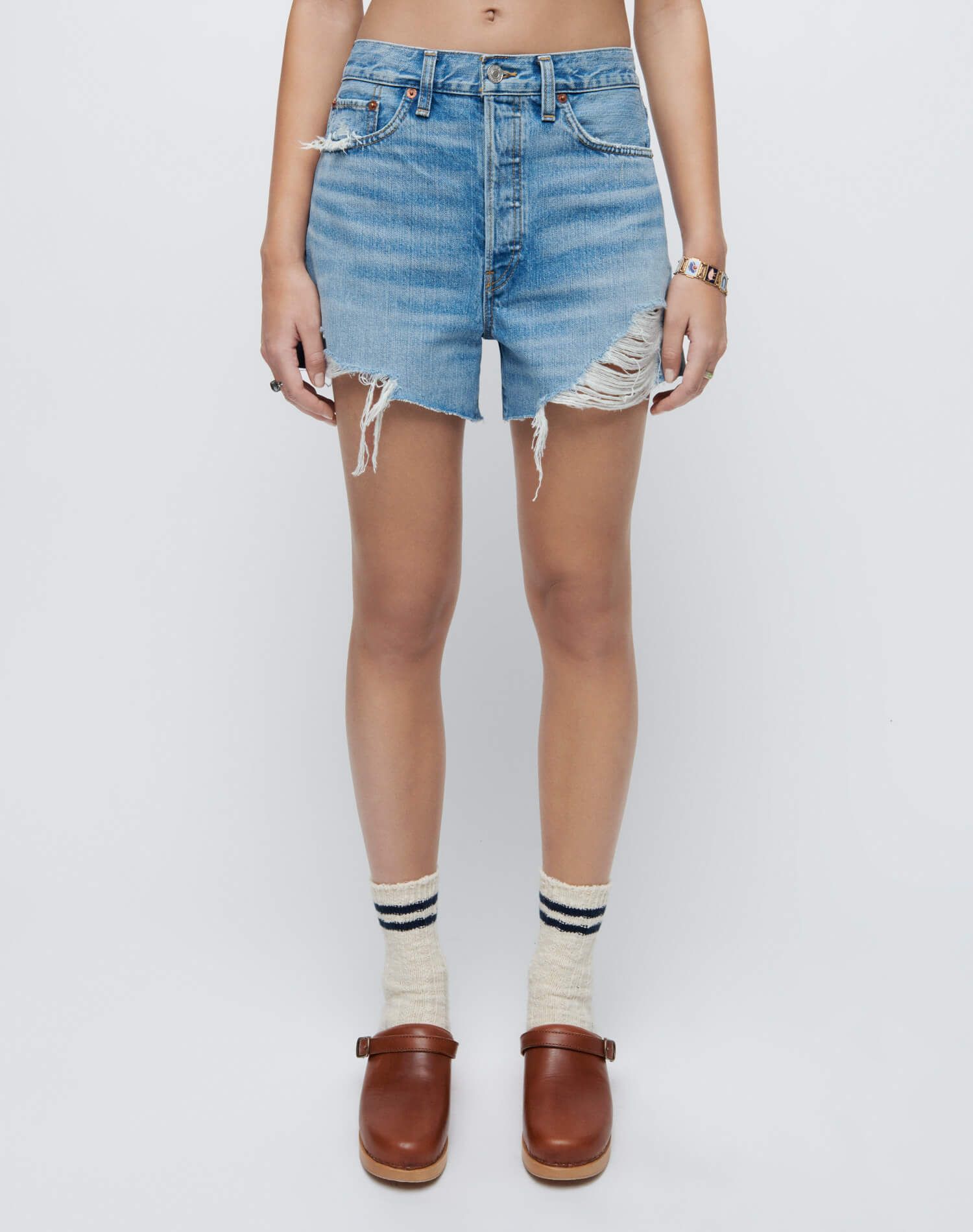 90s Low Slung Short - Aged Indigo Destroy sold by Re/Done product image thumbnail 6