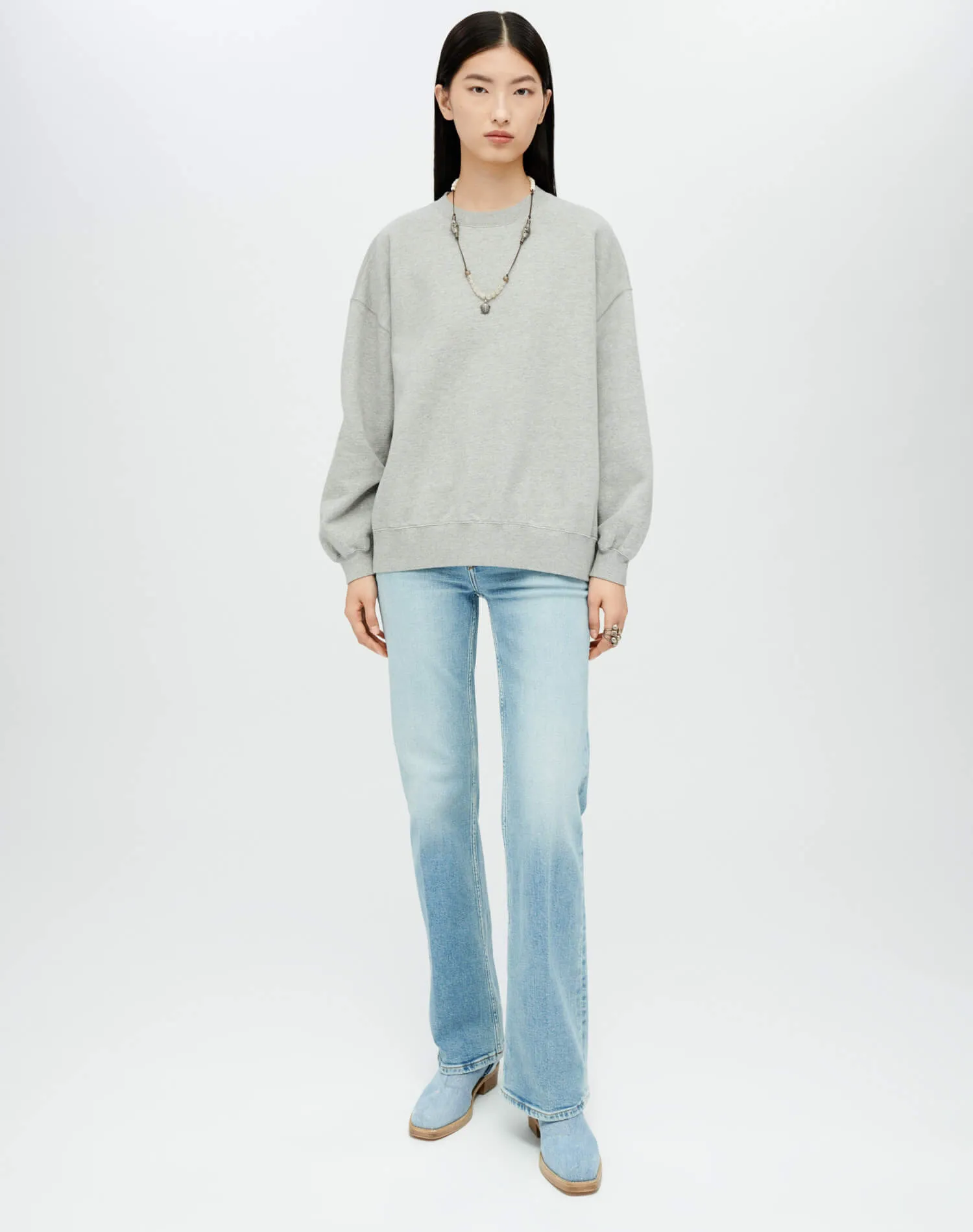 Hanes Oversized Crewneck Sweatshirt - Heather Grey sold by Re/Done product image thumbnail 2