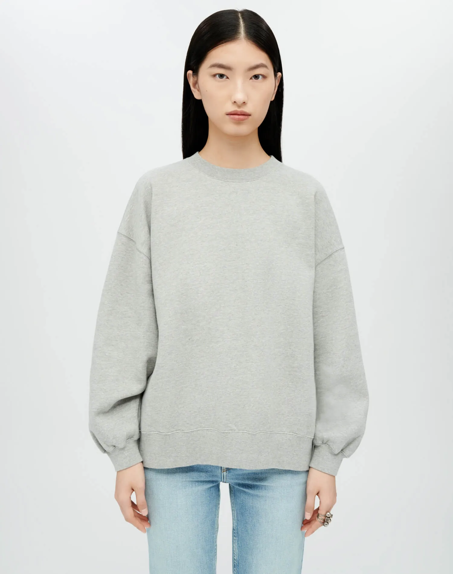 Hanes Oversized Crewneck Sweatshirt - Heather Grey sold by Re/Done