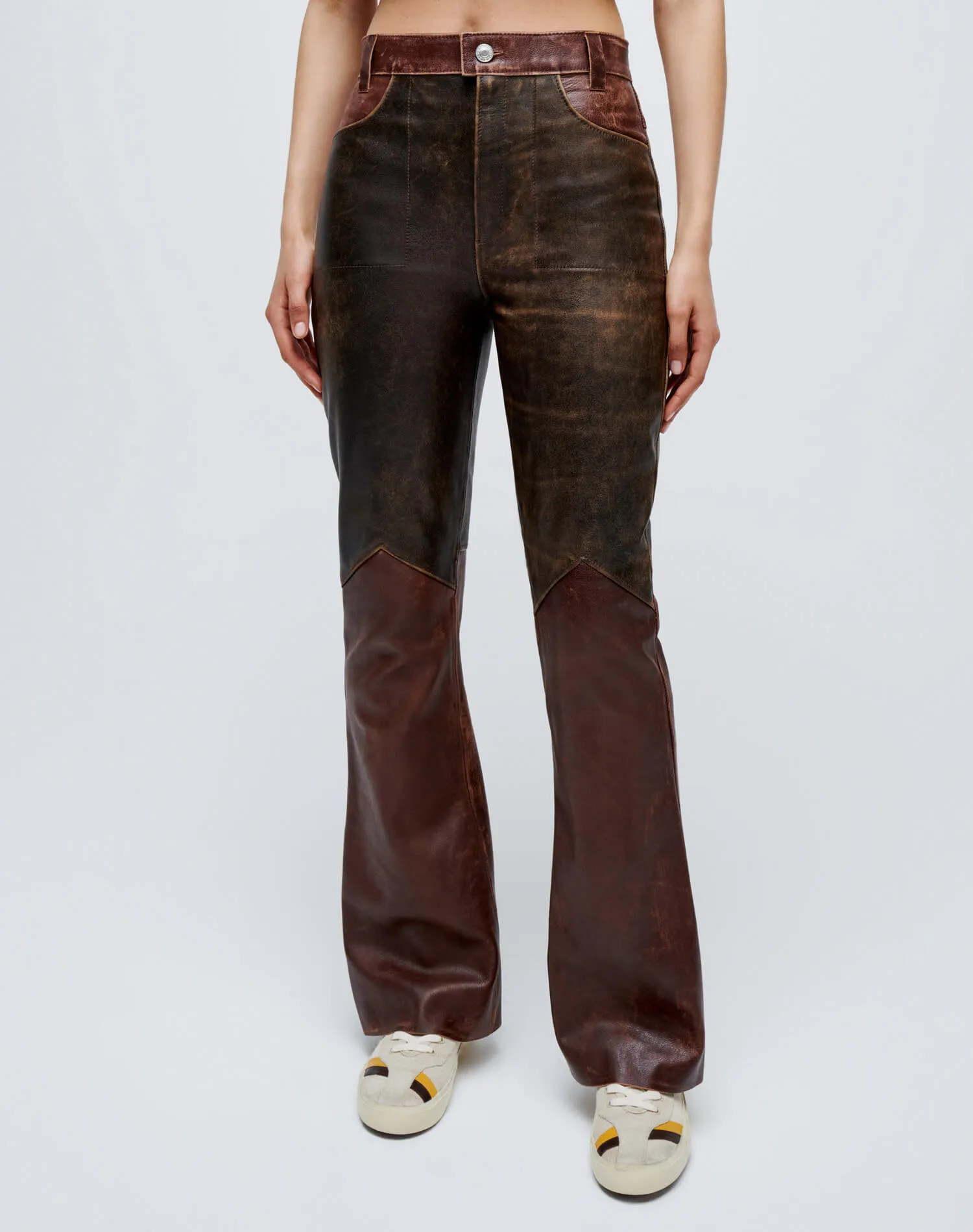 2 Tone Leather Pants - Black & Brown sold by Re/Done product image thumbnail 3