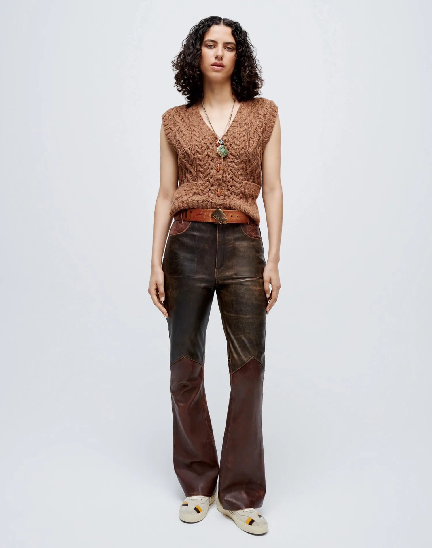 2 Tone Leather Pants - Black & Brown sold by Re/Done product image thumbnail 4