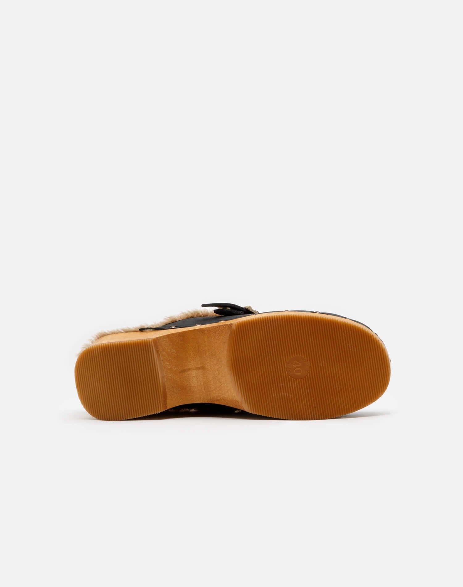 70s Shearling Clog - Black Leather and Shearling sold by Re/Done product image thumbnail 5