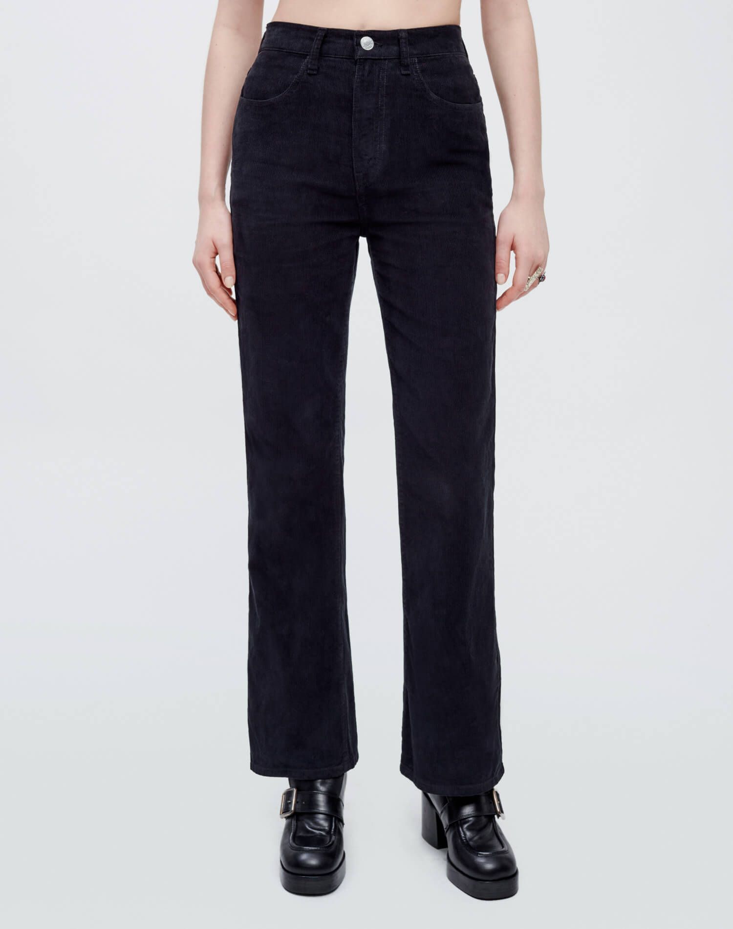 70s Corduroy Loose Flare - Washed Black Cord sold by Re/Done
