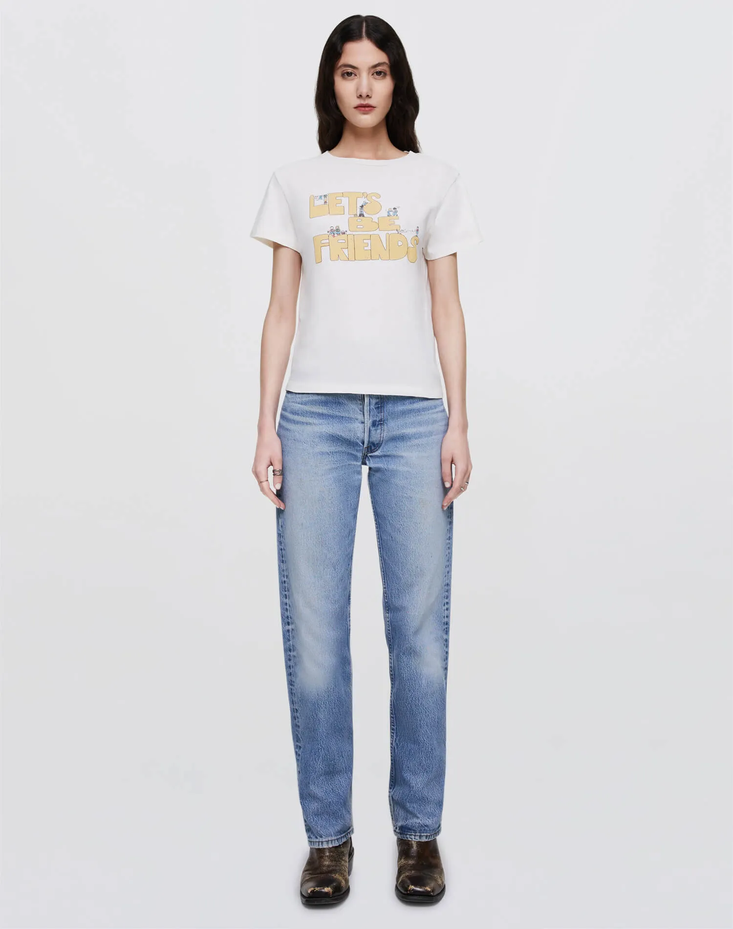 Classic "Lets Be Friends" Tee - Vintage White sold by Re/Done product image thumbnail 2