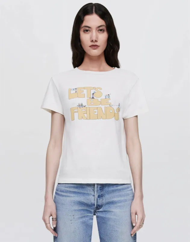 Classic "Lets Be Friends" Tee - Vintage White sold by Re/Done
