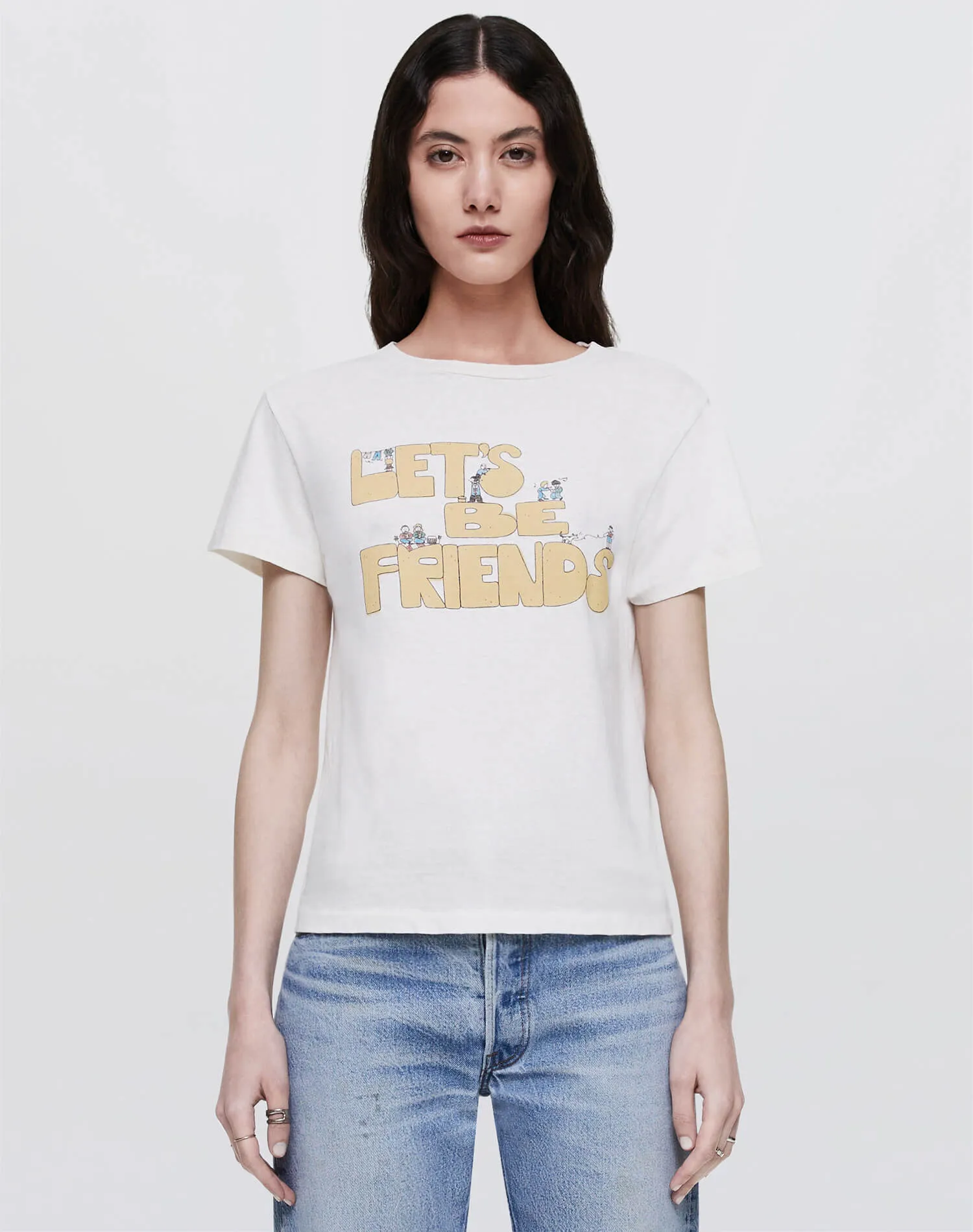 Classic "Lets Be Friends" Tee - Vintage White sold by Re/Done