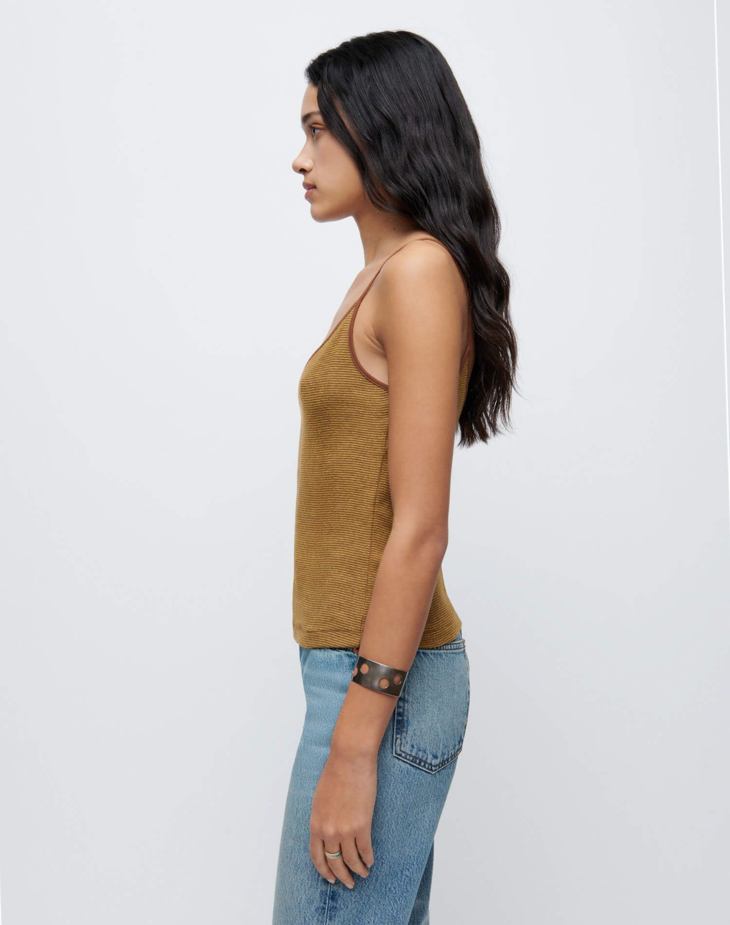 90s Spaghetti Strap Tank - Marigold Stripe sold by Re/Done product image thumbnail 6