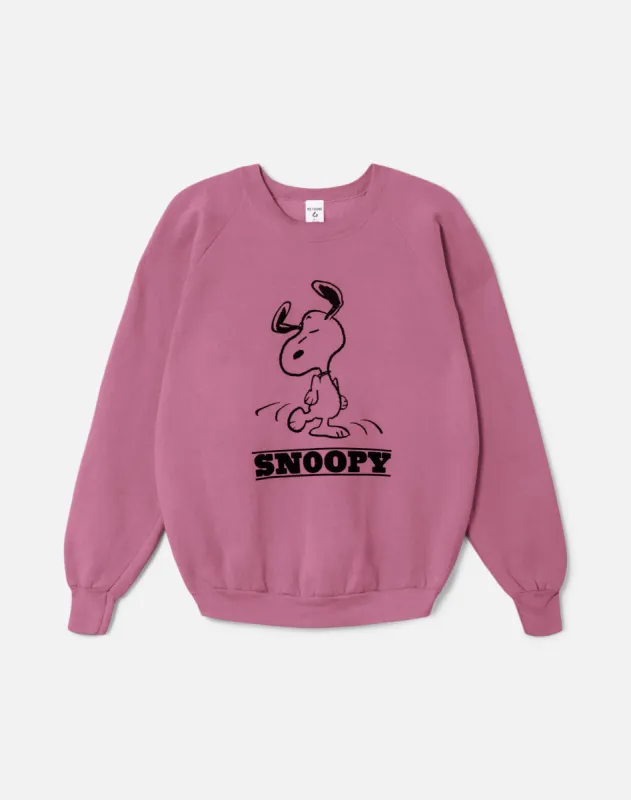 Upcycled "Snoopy Dancing" Sweatshirt in Heathered Pink - 11229724 sold by Re/Done