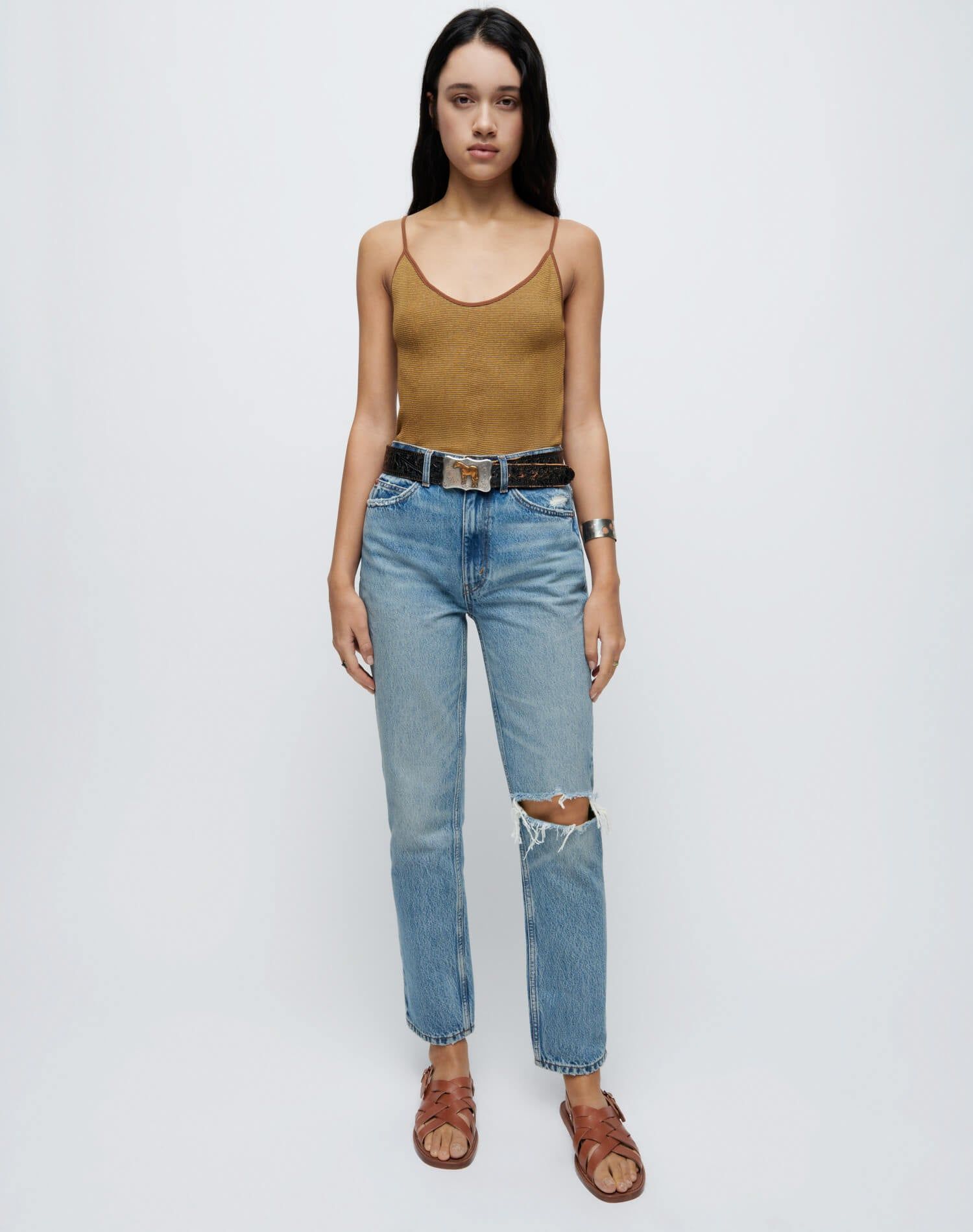 90s Spaghetti Strap Tank - Marigold Stripe sold by Re/Done product image thumbnail 4