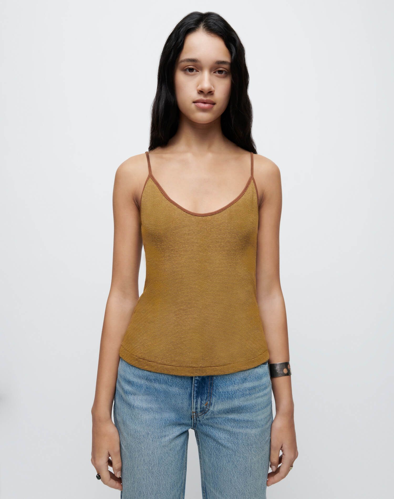 90s Spaghetti Strap Tank - Marigold Stripe sold by Re/Done product image thumbnail 3