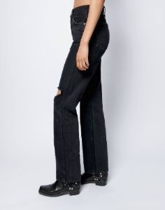 High Rise Loose Long - Washed Black with Rips sold by Re/Done