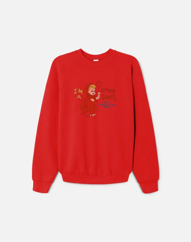 Upcycled "Little Devil" Sweatshirt in Red - 11229779 sold by Re/Done