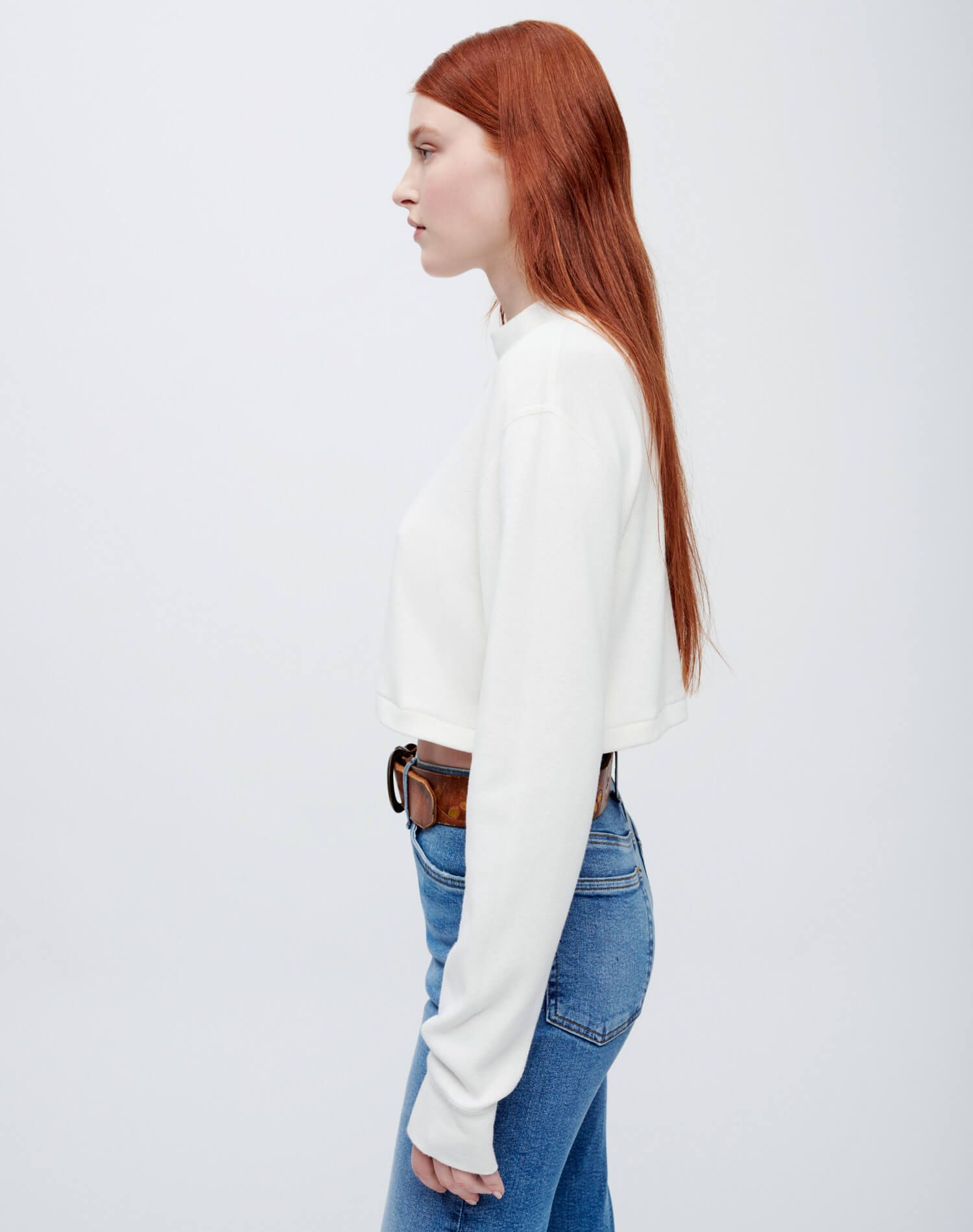 Cropped Mock Neck Long Sleeve - Vintage White sold by Re/Done product image thumbnail 4