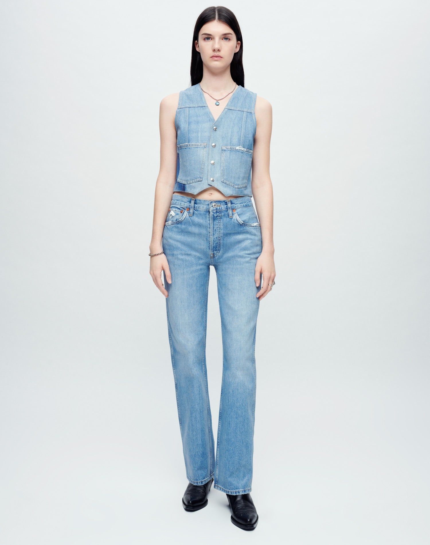 Coated High Rise Loose - Worn Blue with Foil sold by Re/Done product image thumbnail 2