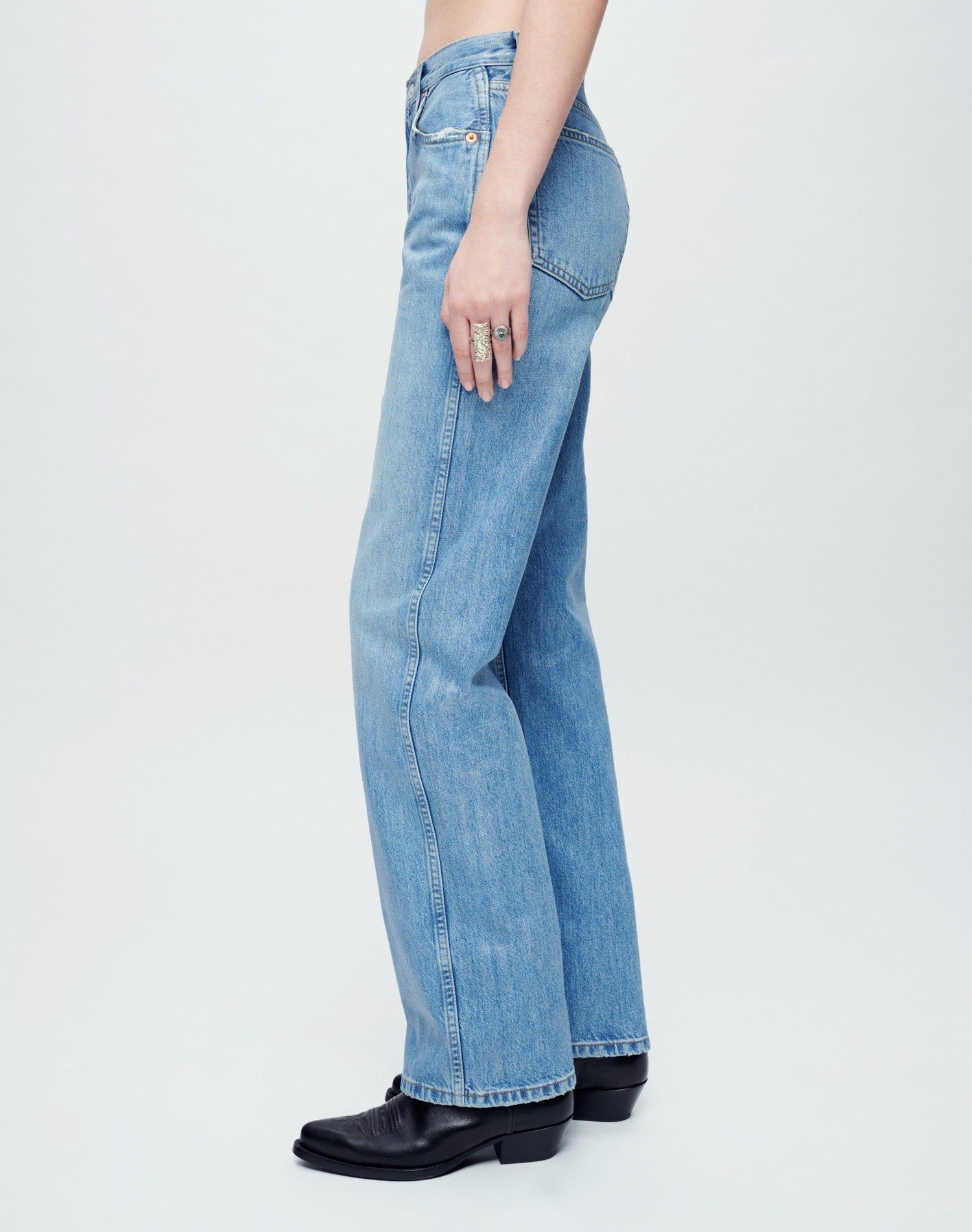 Coated High Rise Loose - Worn Blue with Foil sold by Re/Done product image thumbnail 3