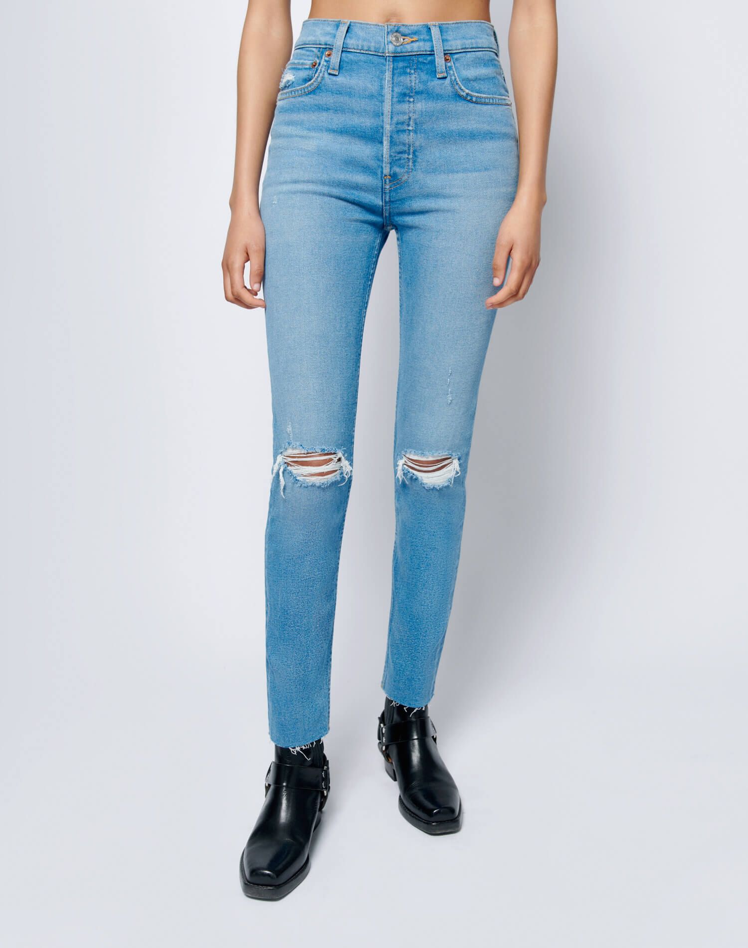 Comfort Stretch High Rise Ankle Crop - Medium Destroyed 10 sold by Re/Done product image thumbnail 6