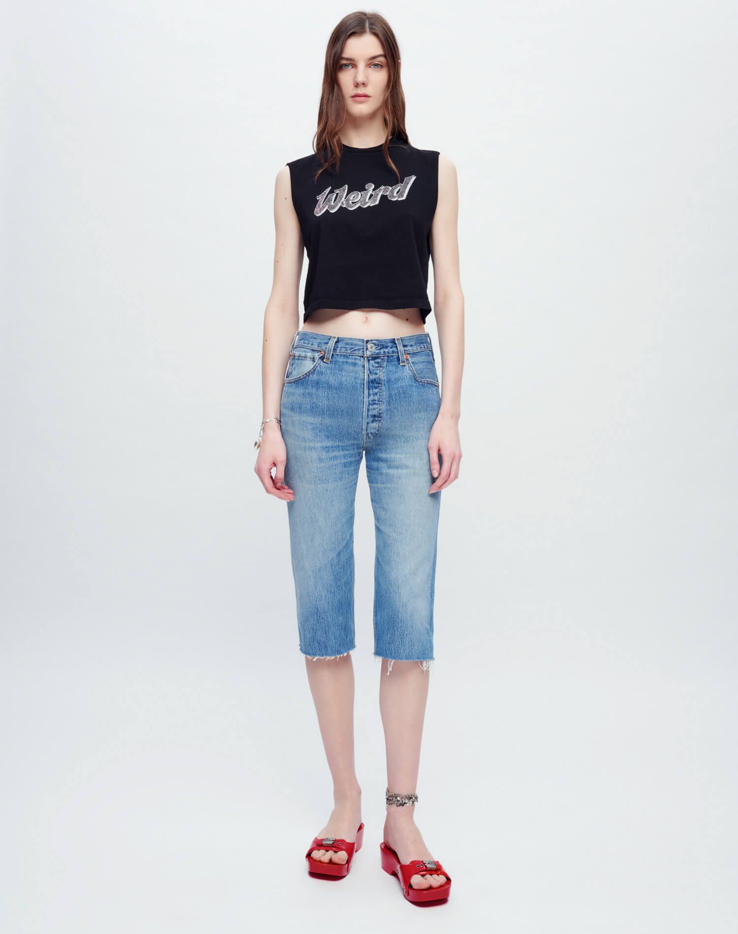 Baby Muscle Tank "Weird" - Black sold by Re/Done