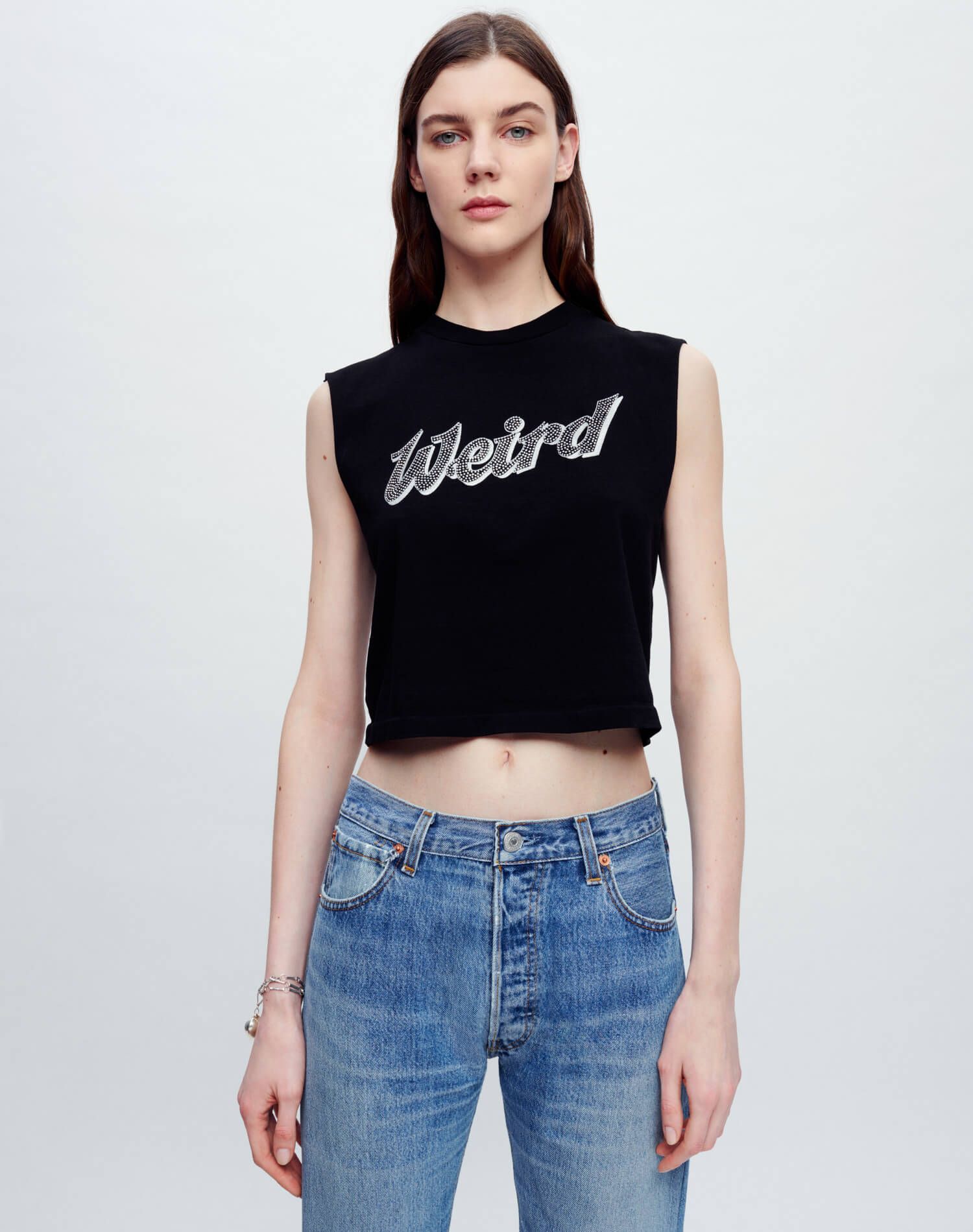 Baby Muscle Tank "Weird" - Black sold by Re/Done product image thumbnail 2