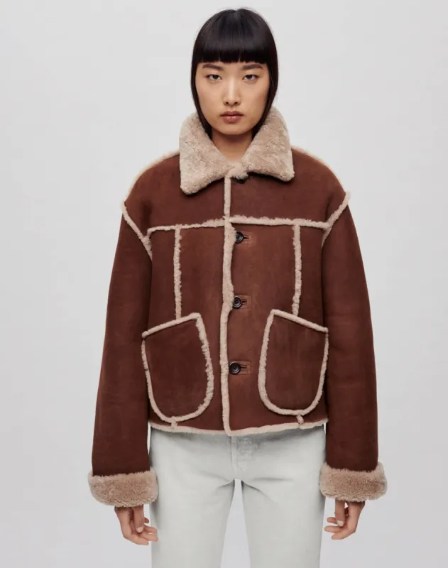 Reversible Shearling Boxy Jacket - Espresso Shearling sold by Re/Done