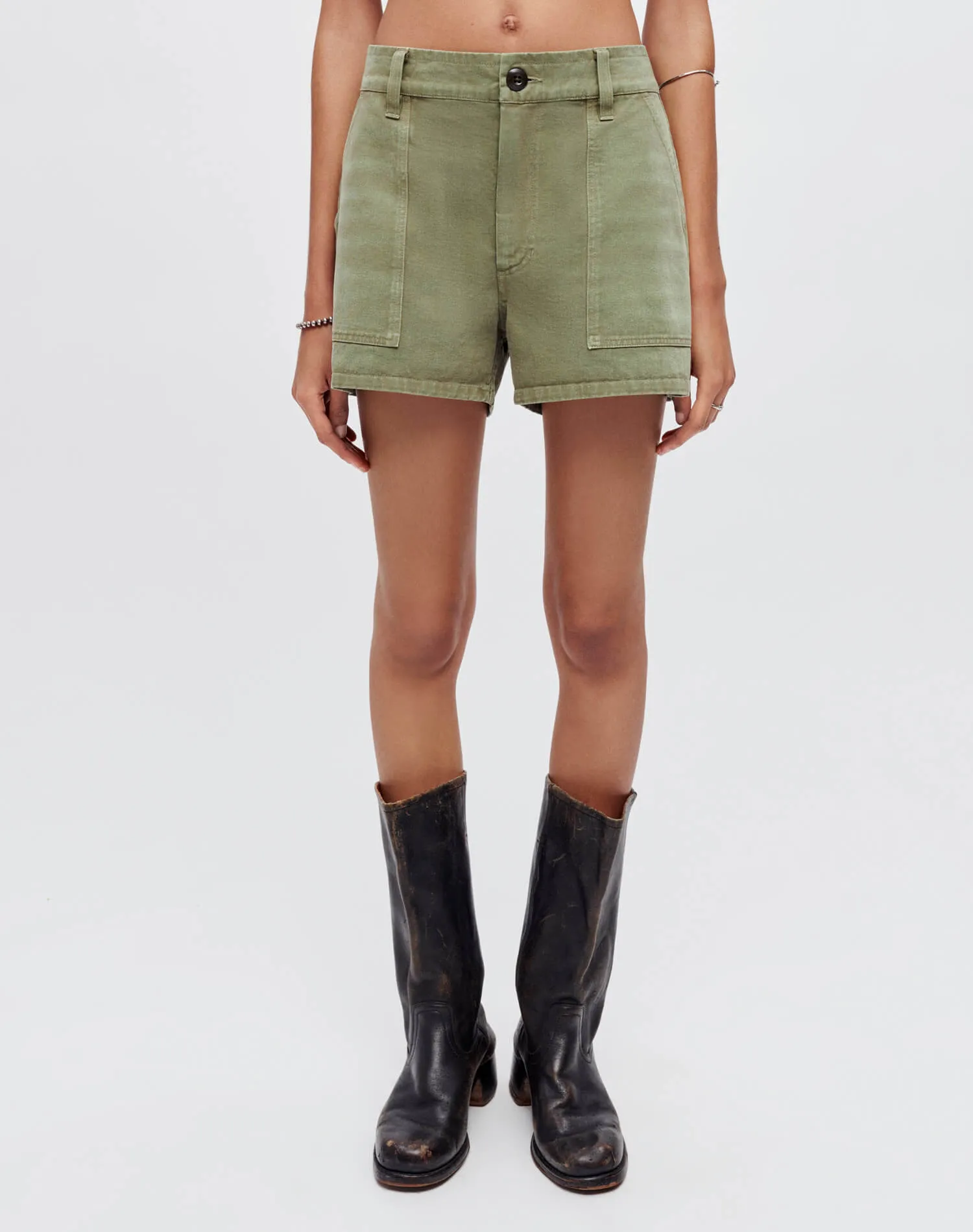 Military Mini Short - Bayleaf sold by Re/Done