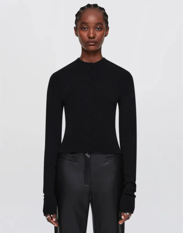 Cashmere Crewneck Cardigan - Black sold by Re/Done