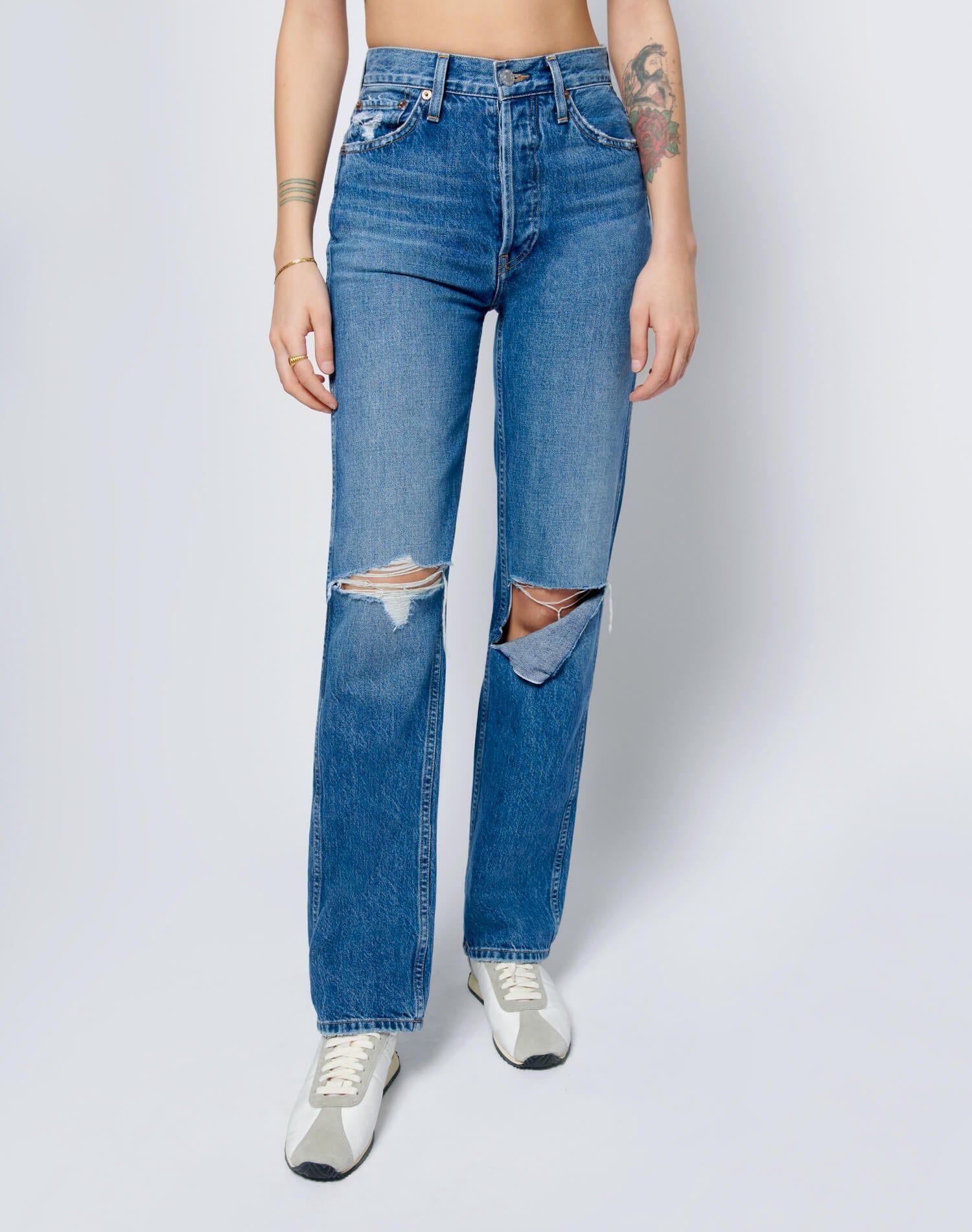 High Rise Loose - Washed Indigo with Rips sold by Re/Done product image thumbnail 6