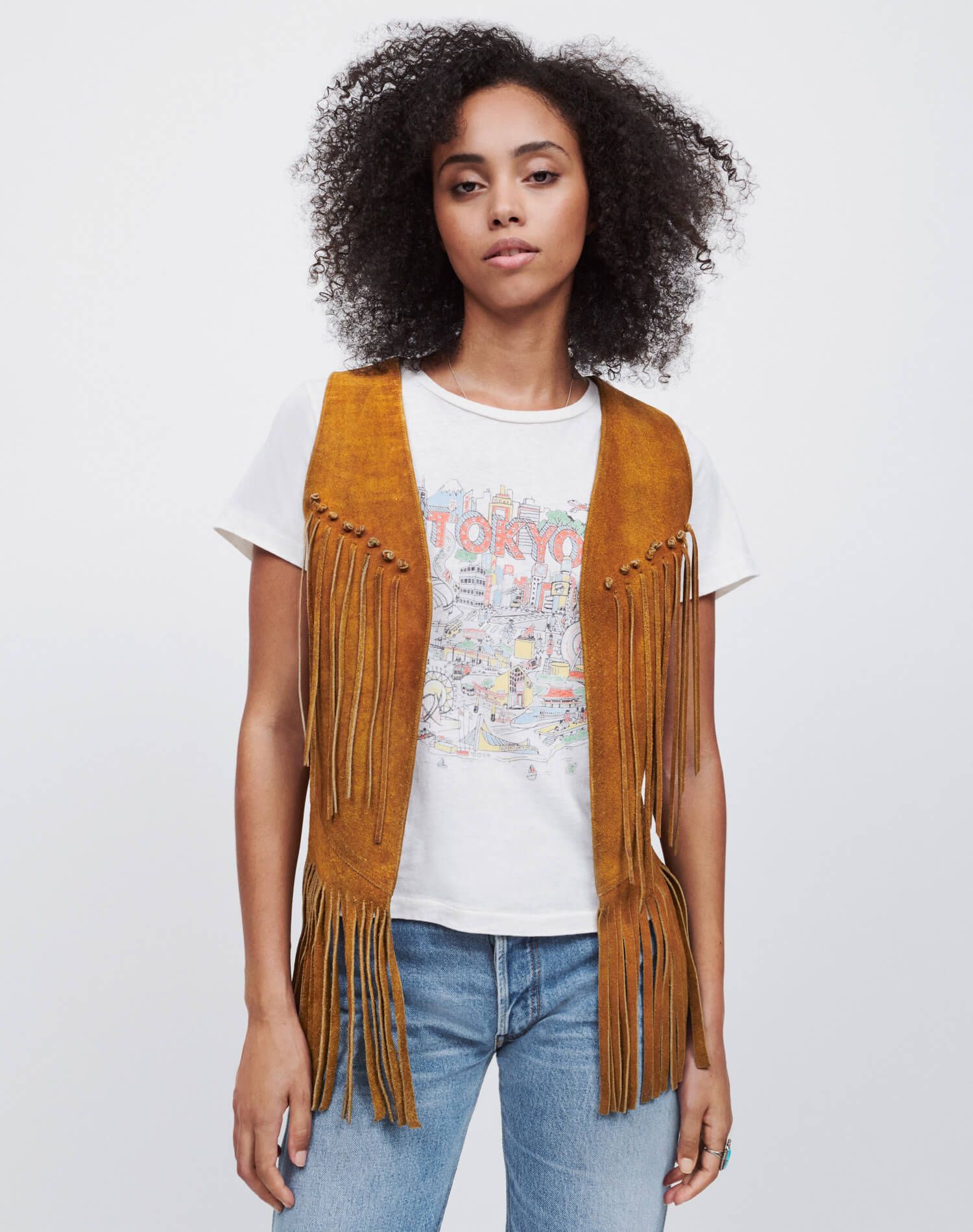 Suede Leather Fringe Vest - Tan Suede sold by Re/Done product image thumbnail 3