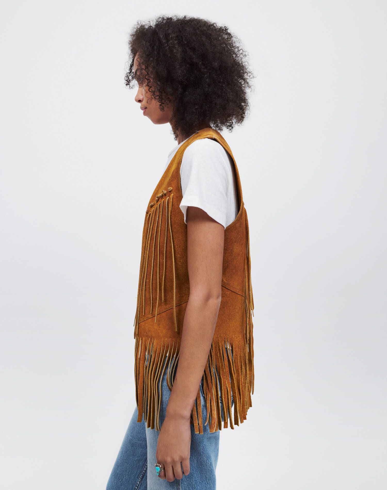 Suede Leather Fringe Vest - Tan Suede sold by Re/Done product image thumbnail 6
