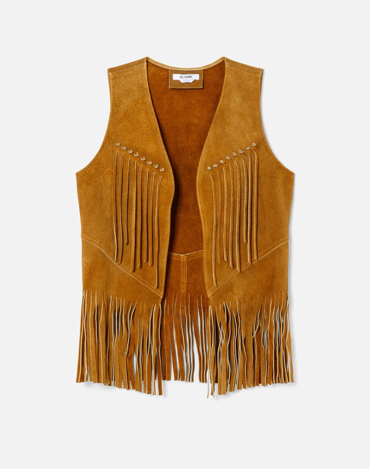 Suede Leather Fringe Vest - Tan Suede sold by Re/Done