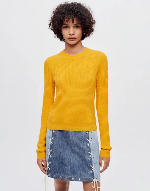 Waffle Slim Pullover - Clementine sold by Re/Done
