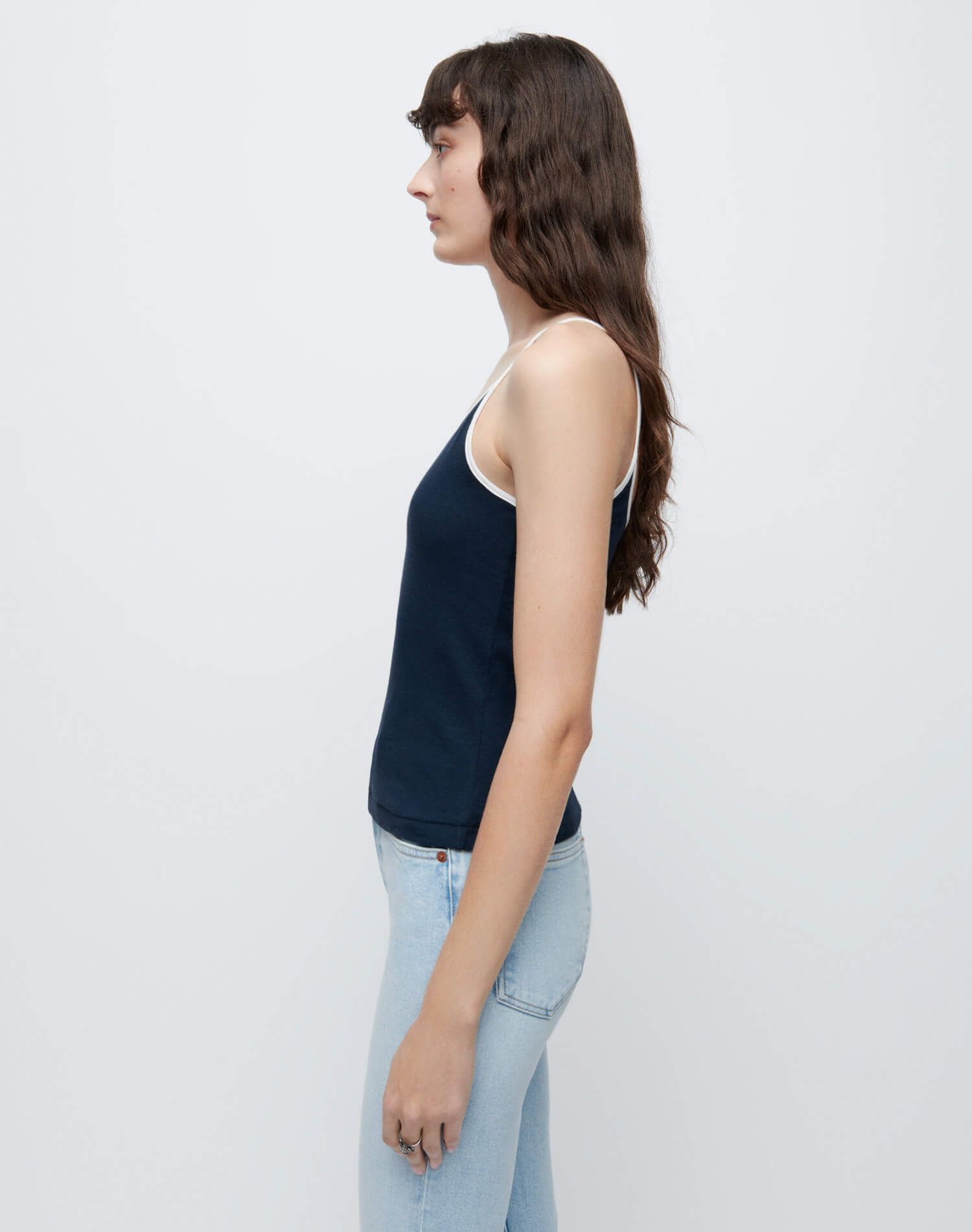 90s Spaghetti Strap Tank - Navy With Ivory sold by Re/Done product image thumbnail 6