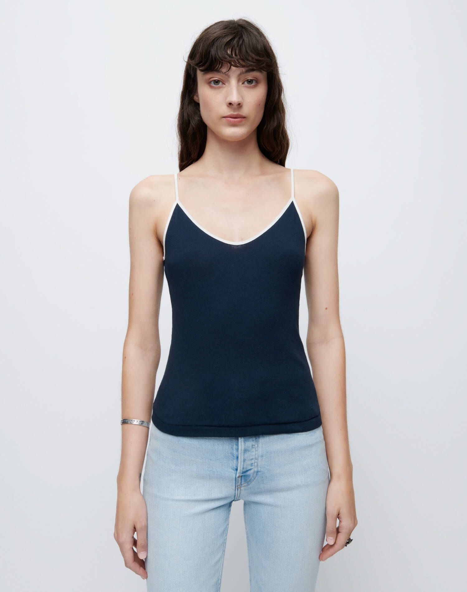 90s Spaghetti Strap Tank - Navy With Ivory sold by Re/Done product image thumbnail 4