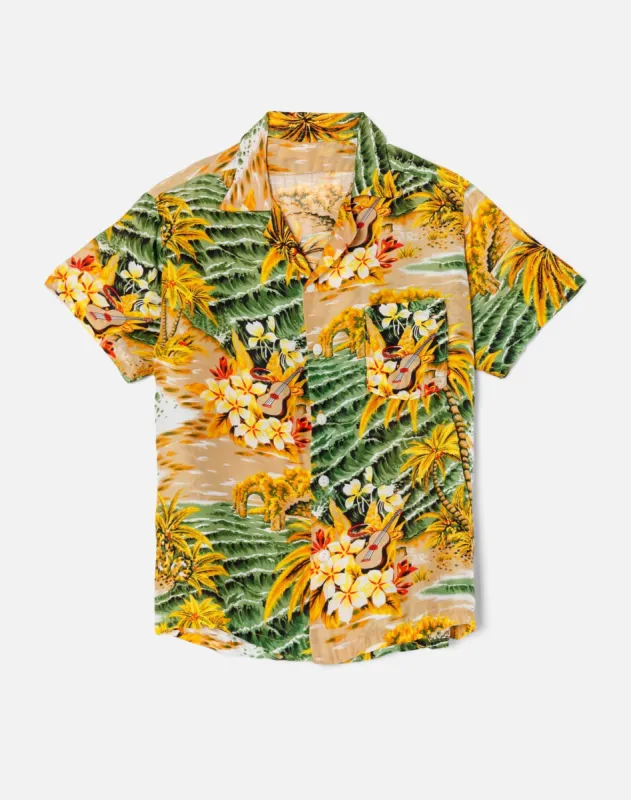 60s Yellow Hawaiian Shirt -#11 made by Re/Done