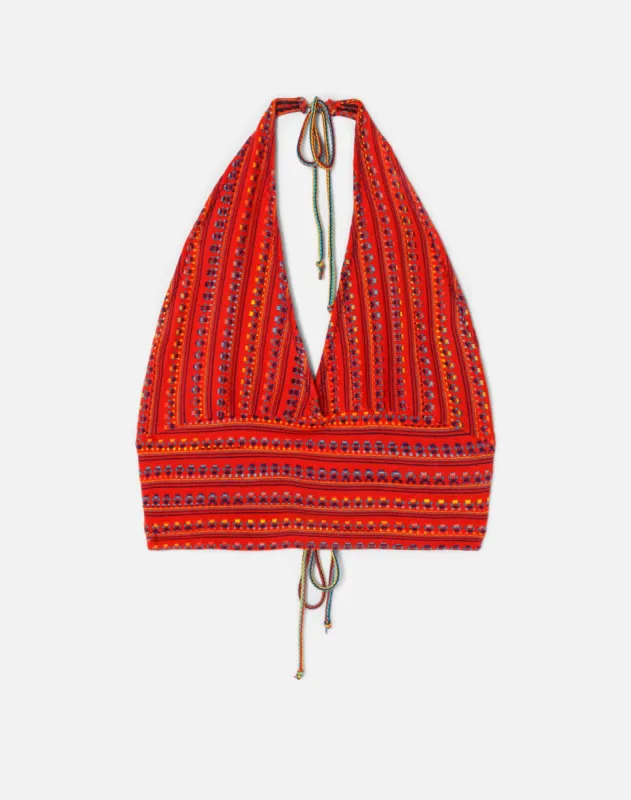 70s Red Eye Halter Top -#15 made by Re/Done