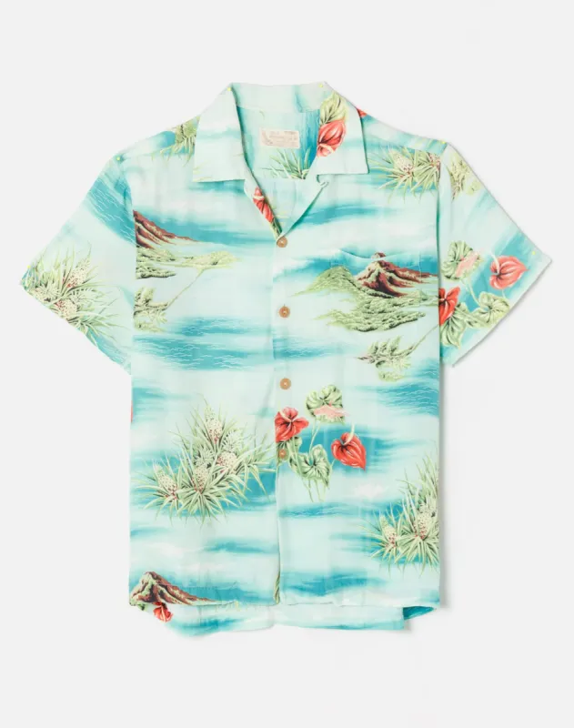 60s Blue Floral Hawaiian Shirt - #4 sold by Re/Done