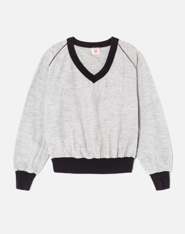 70s Terry Cloth V-Neck Long Sleeve Tee - #163 made by Re/Done