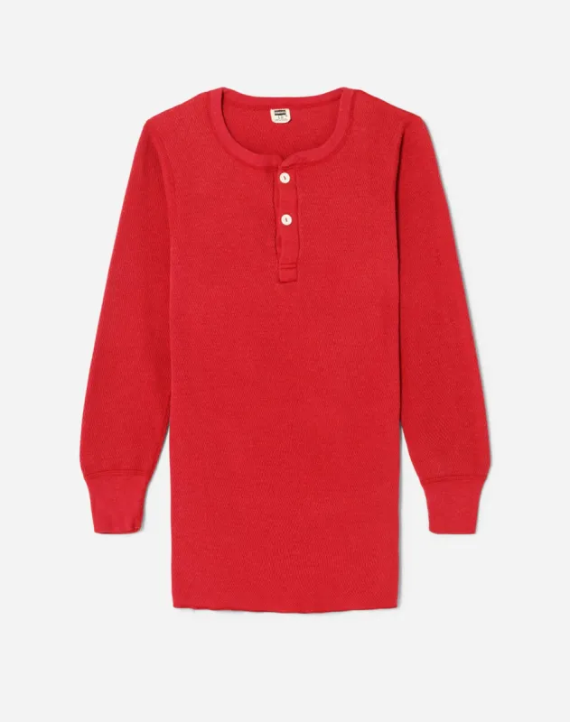 1980s Red Thermal Henley Long Sleeve Tee - #134 made by Re/Done