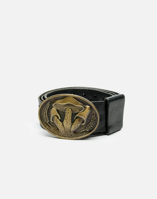 1970s Black Perforated Mushroom Buckle Belt - # 106 sold by Re/Done