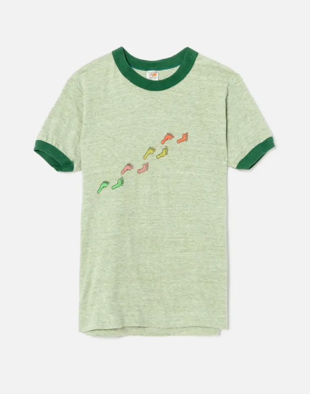Vintage 1970s Heather Green Graphic Ringer Shirt - #11 made by Re/Done