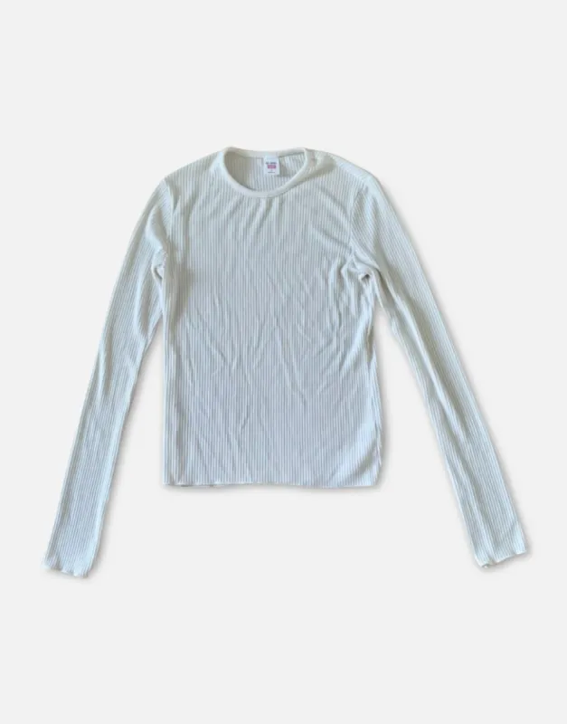 60s Ribbed Long Sleeve Tee - Vintage White sold by Re/Done