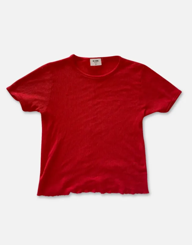 90s Ribbed Cap Sleeve Tee - Red Orange made by Re/Done
