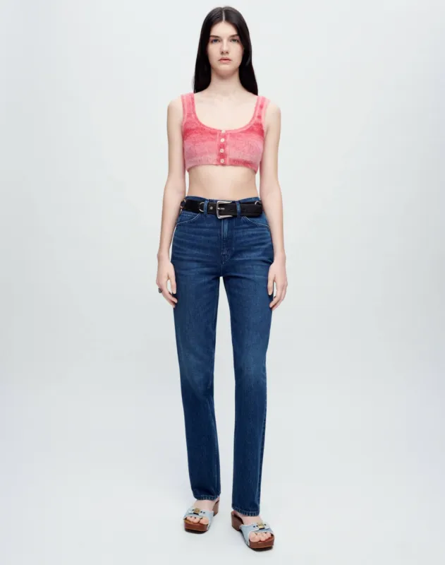 Button Front Bra Top - Red Space Dye made by Re/Done