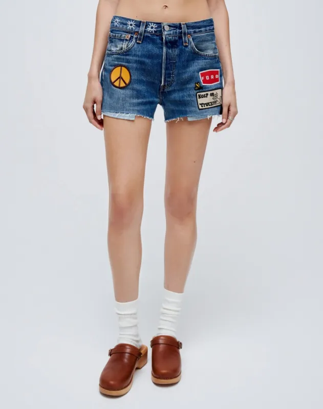 Hot Short in Indigo Patched sold by Re/Done