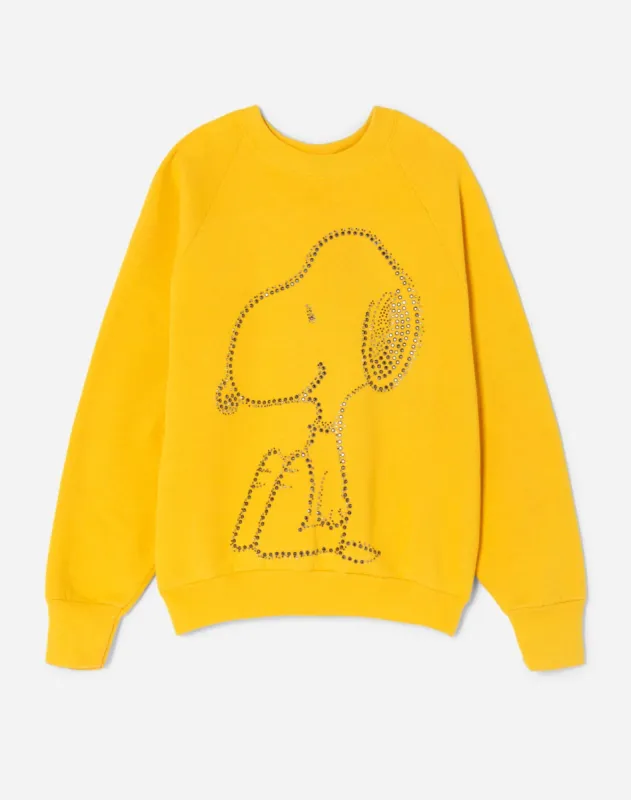 Upcycled "Snoopy Sparkle" Sweatshirt - Yellow sold by Re/Done