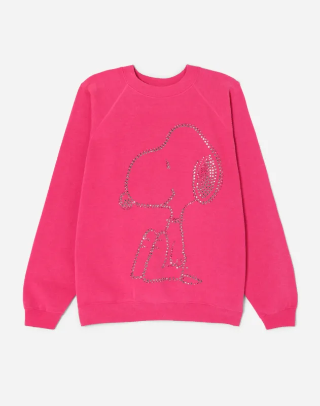 Upcycled "Snoopy Sparkle" Sweatshirt - Magenta sold by Re/Done