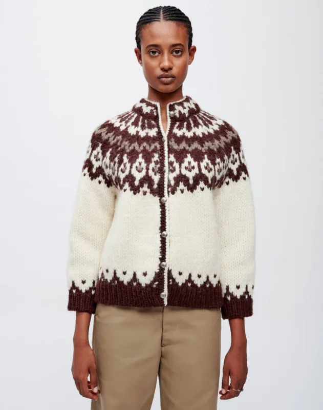 High Neck Cardigan - Vintage Ivory Fair Isle made by Re/Done