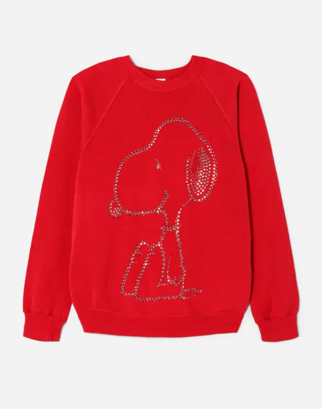 Upcycled "Snoopy Sparkle" Sweatshirt - Red sold by Re/Done
