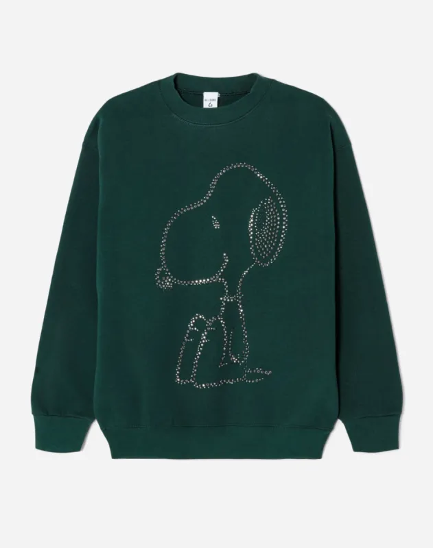 Upcycled "Snoopy Sparkle" Sweatshirt - Dark Green sold by Re/Done